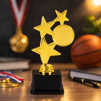 Üç Yıldızlı Vip Başarı Ödül Kupası Altın - 195mm
