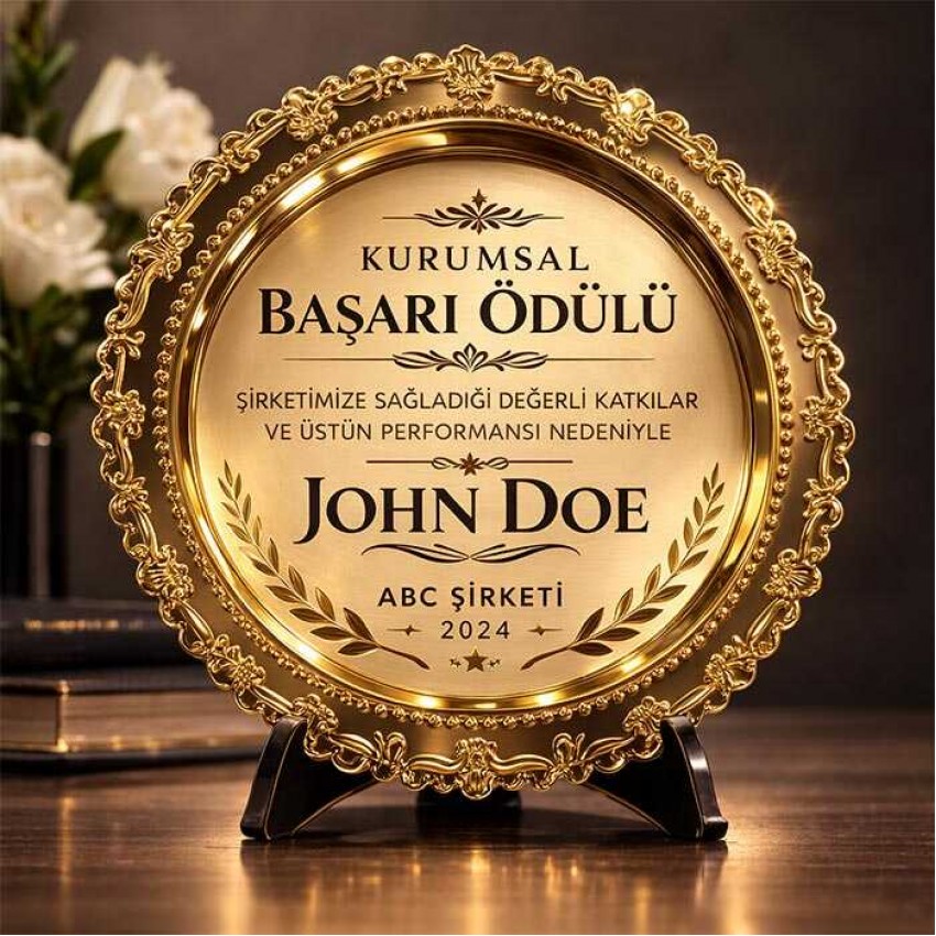 Metal Ödül Tabağı Altın - 25 cm