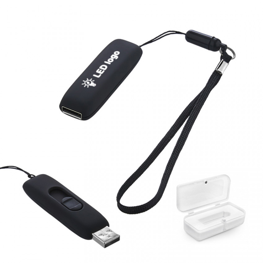 F-203-32 Siyah - Beyaz Işık 32 GB Işıklı Rubber Usb