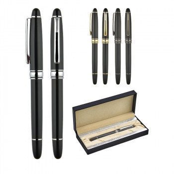 1218-KR Siyah-Gold Metal Roller Kalem Seti