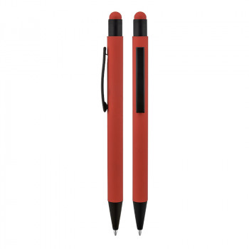 1027 Kırmızı Metal Tükenmez Touchpen Kalem Rubber Gövde